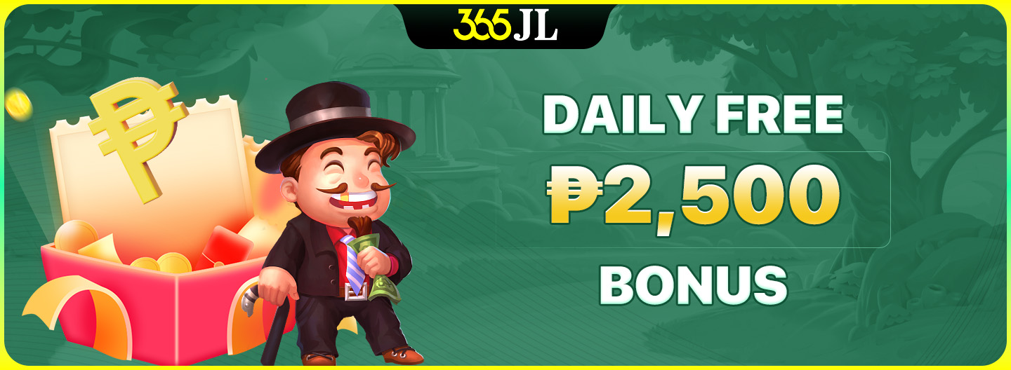Promotional banner for a daily free bonus up to 2500 PHP